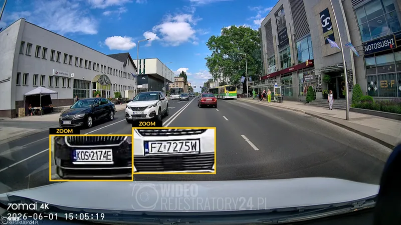 skuteczność nagrań kamery samochodowej 70mai m310 plus 4k